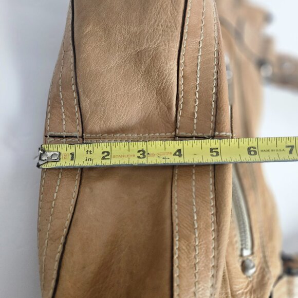 Vintage Fossil Tan Leather Shoulder Bag w/ Key – Classic Y2K Project Tote ZB2678 - Picture 16 of 16